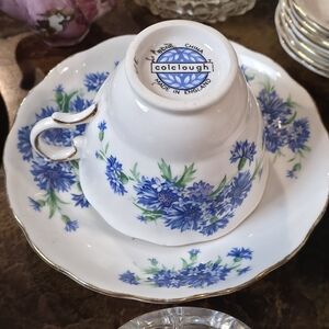 Vintage Colclough Bone China Teacup & Saucer Blue Cornflower Braganza England